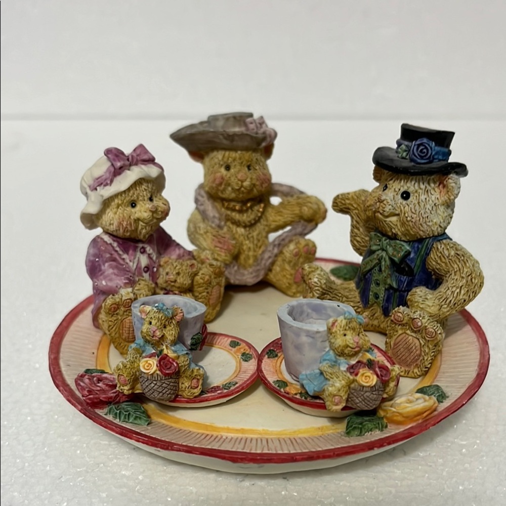Collectible figurine titled "Bear Miniature Tea Set Collection" by Youngs Inc,